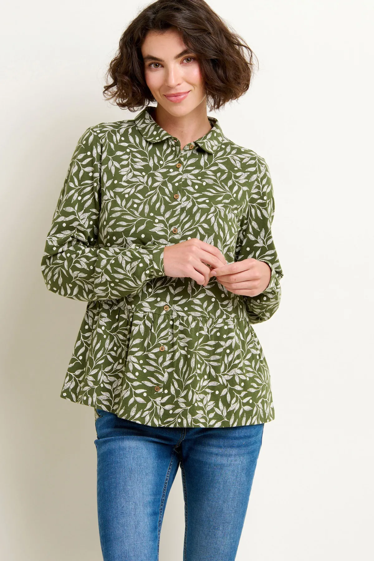 Brakeburn Orchard Leaf Blouse Green Fashion