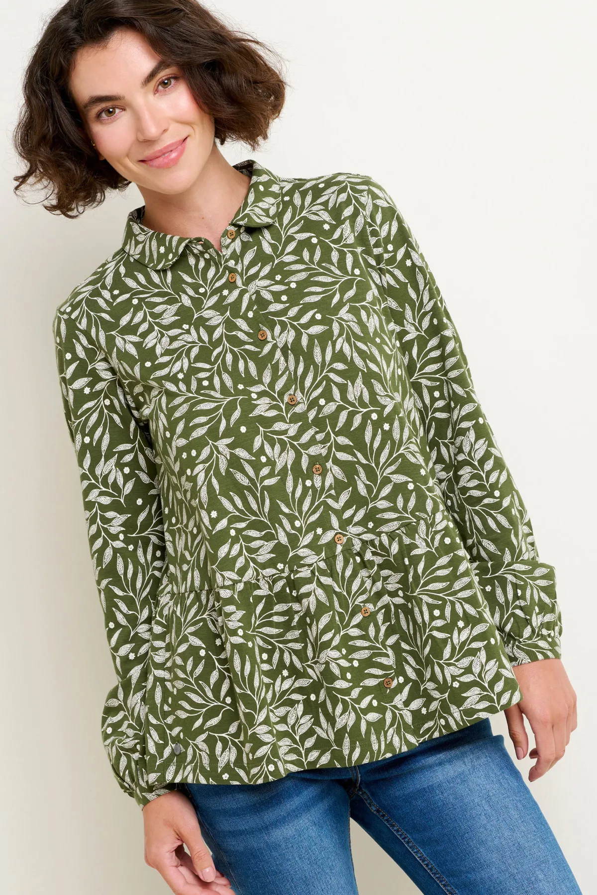 Brakeburn Orchard Leaf Blouse Green Fashion