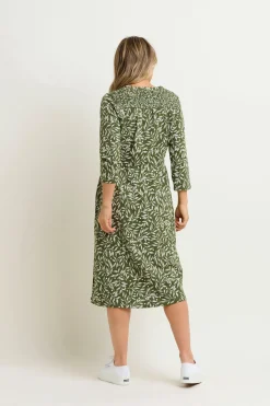 Brakeburn Orchard Leaf Midi Dress Green Outlet