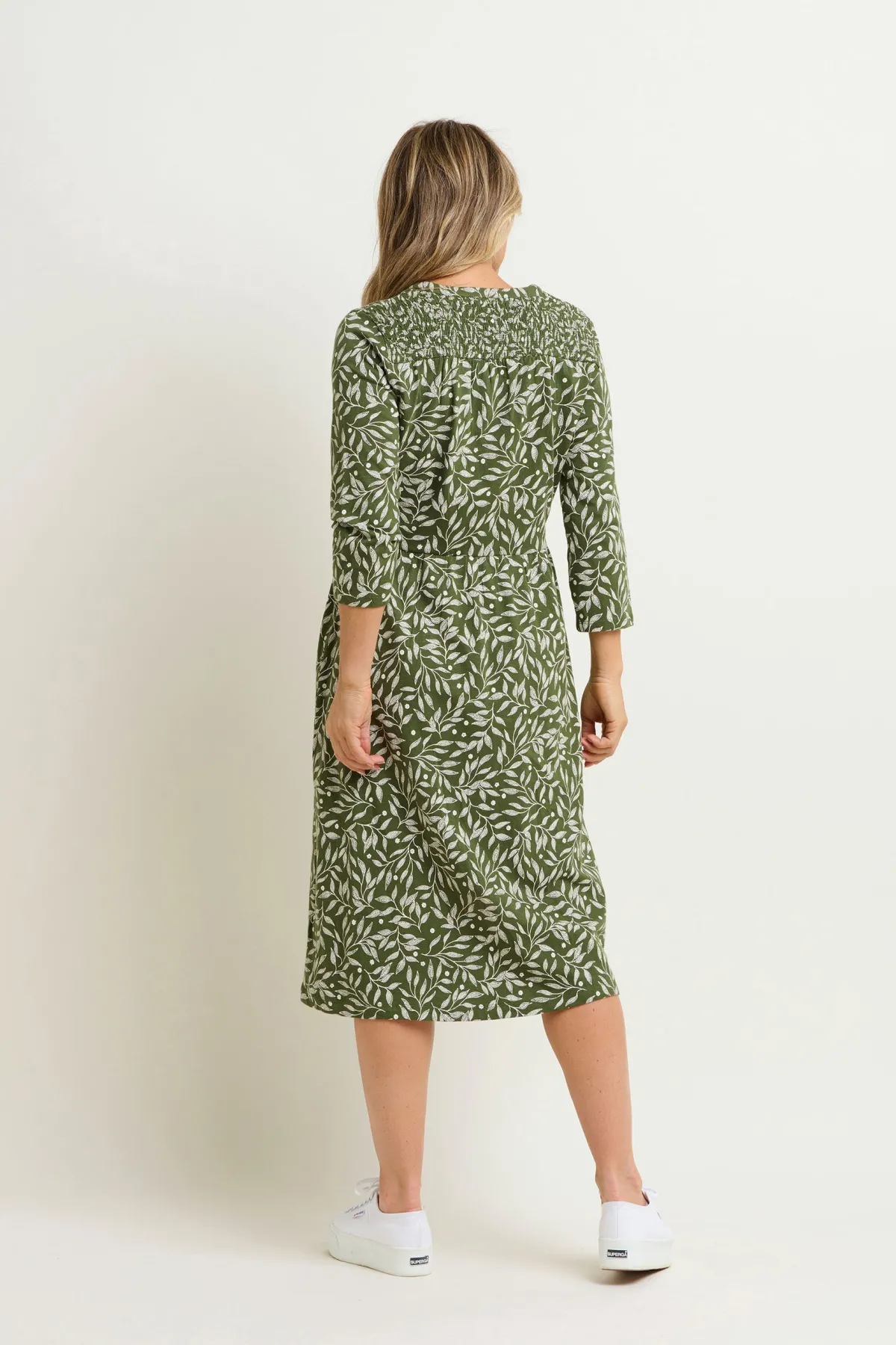 Brakeburn Orchard Leaf Midi Dress Green Outlet