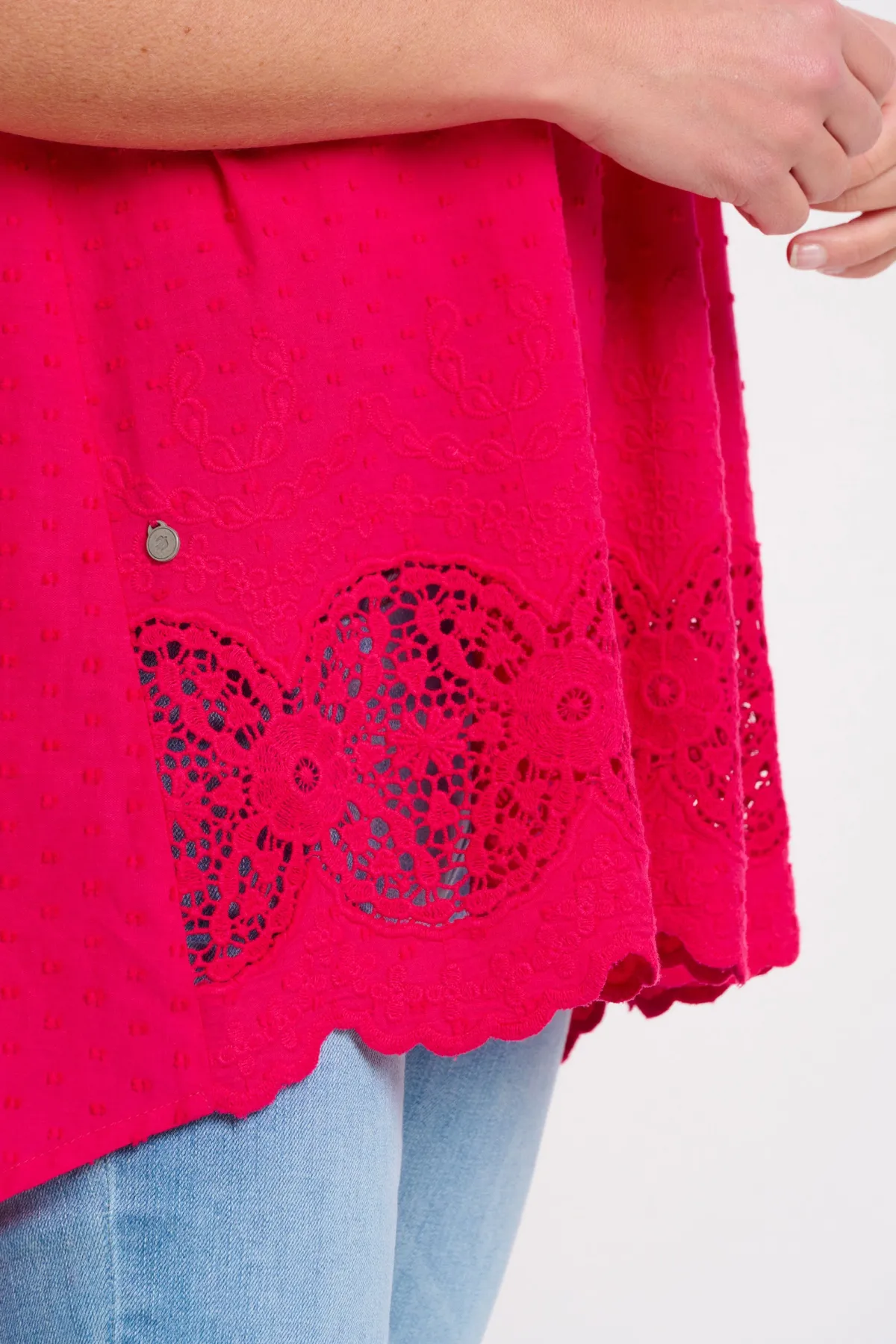 Brakeburn Orla Sleeveless Broderie Blouse Pink New