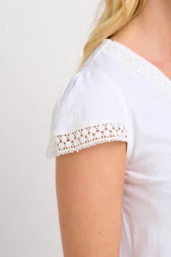 Brakeburn Pearl Linen Tee White Outlet