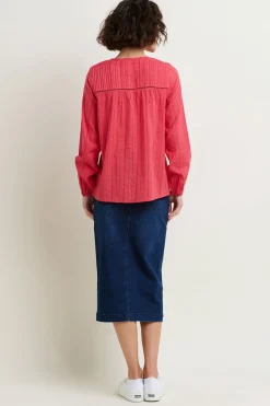Brakeburn Penny Pintuck Blouse Coral Discount