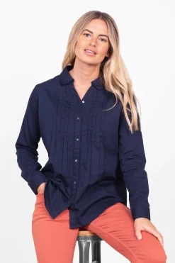 Brakeburn Phoebe Pintuck Shirt Navy Discount