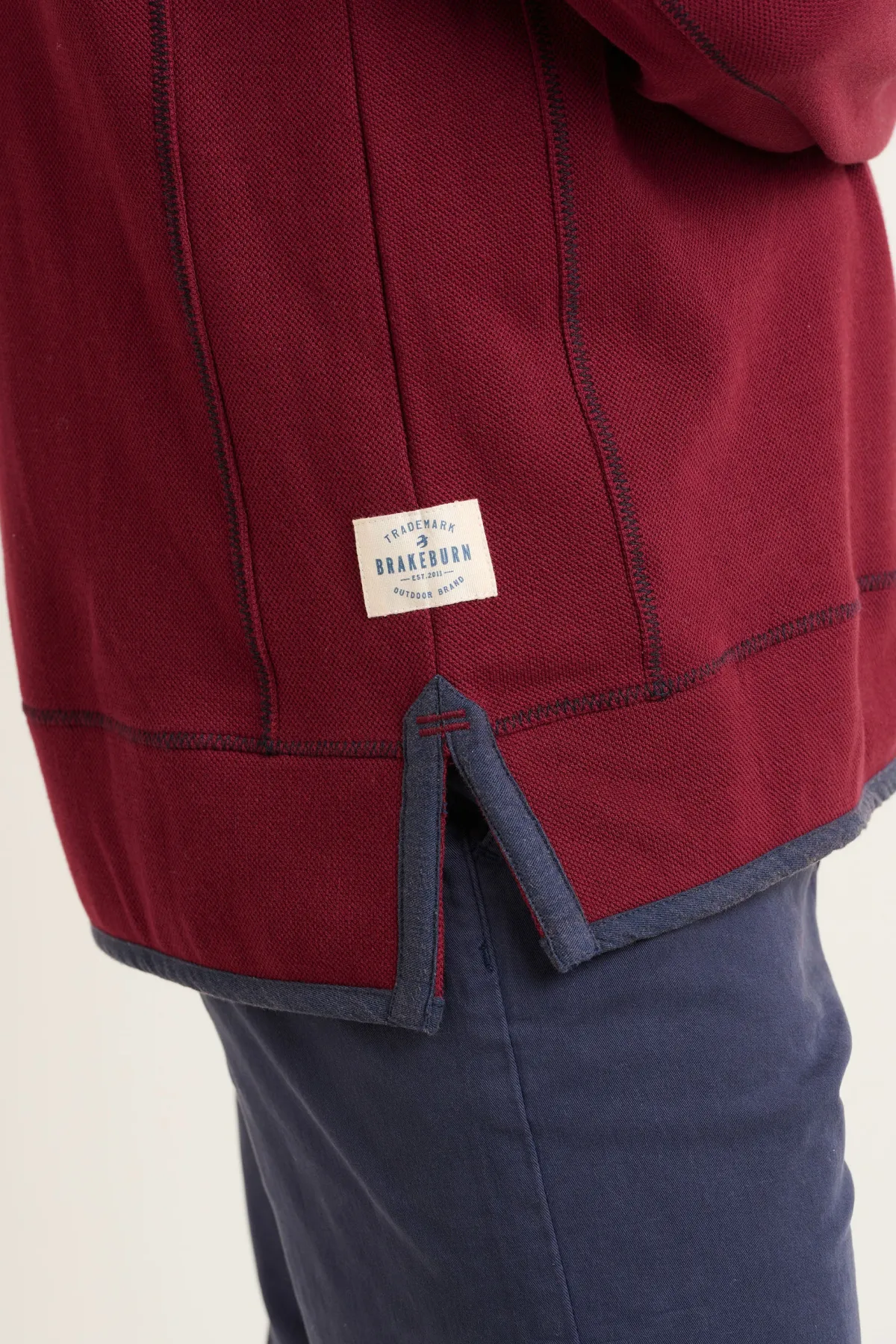 Brakeburn Pique Quarter Zip Sweatshirt Burgundy Fashion