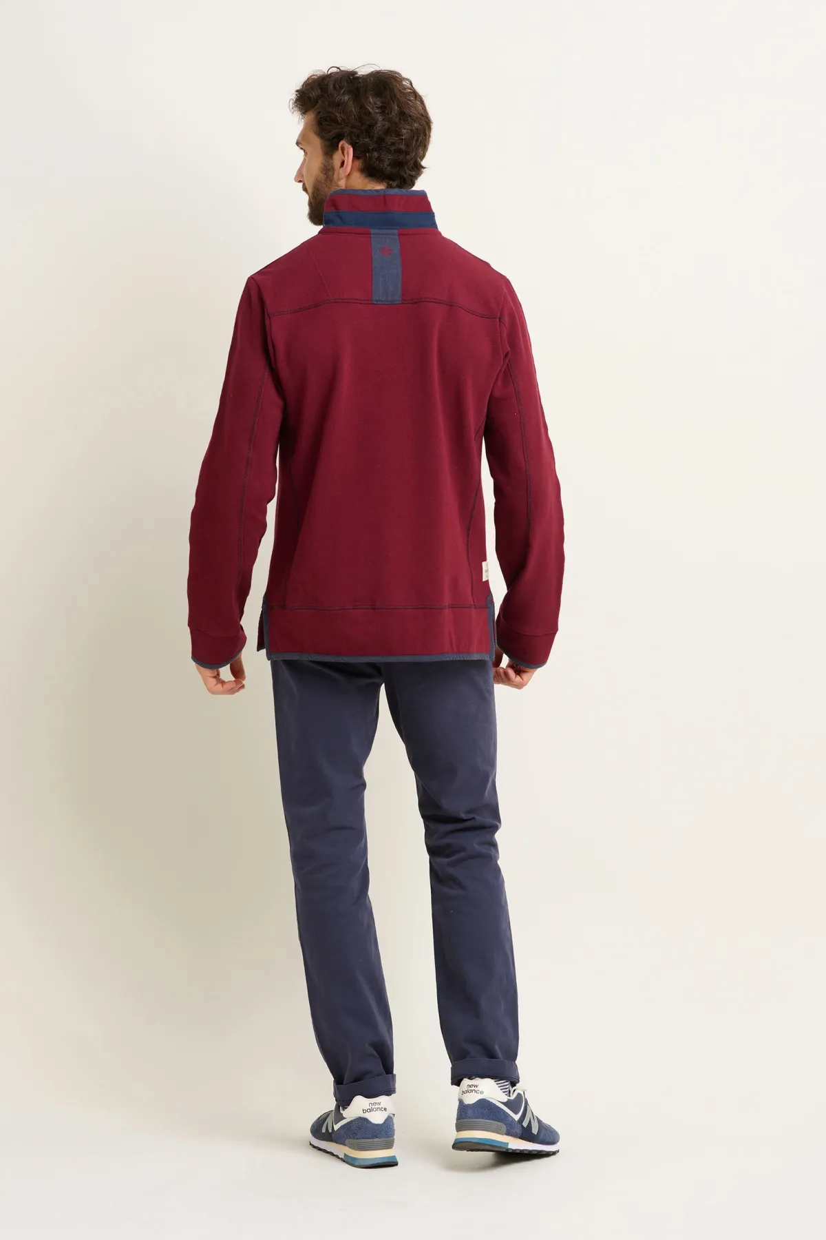 Brakeburn Pique Quarter Zip Sweatshirt Burgundy Fashion