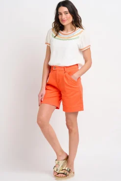 Brakeburn Pleat Front Shorts Orange Hot