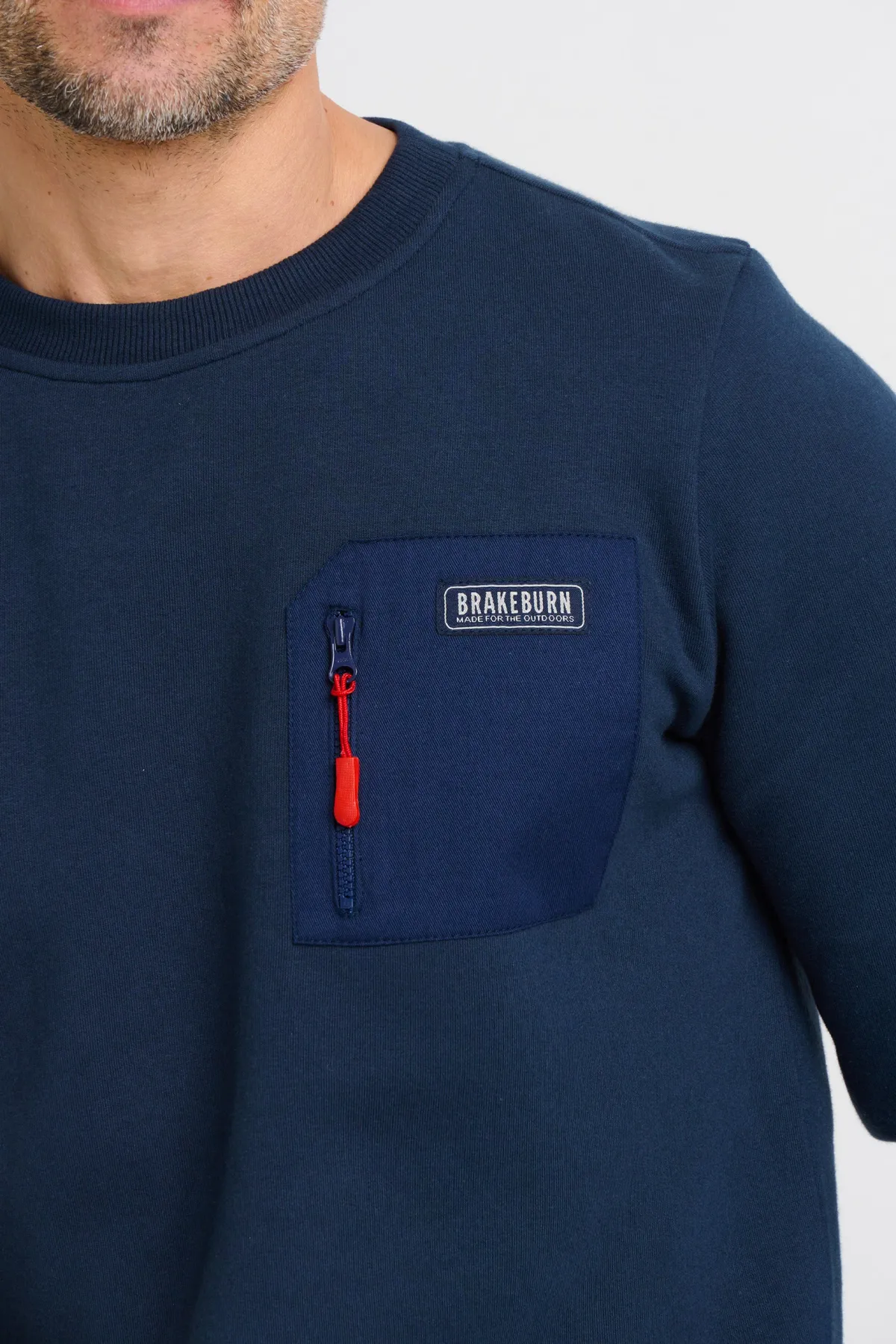 Brakeburn Pocket Crew Neck Sweat Navy Outlet