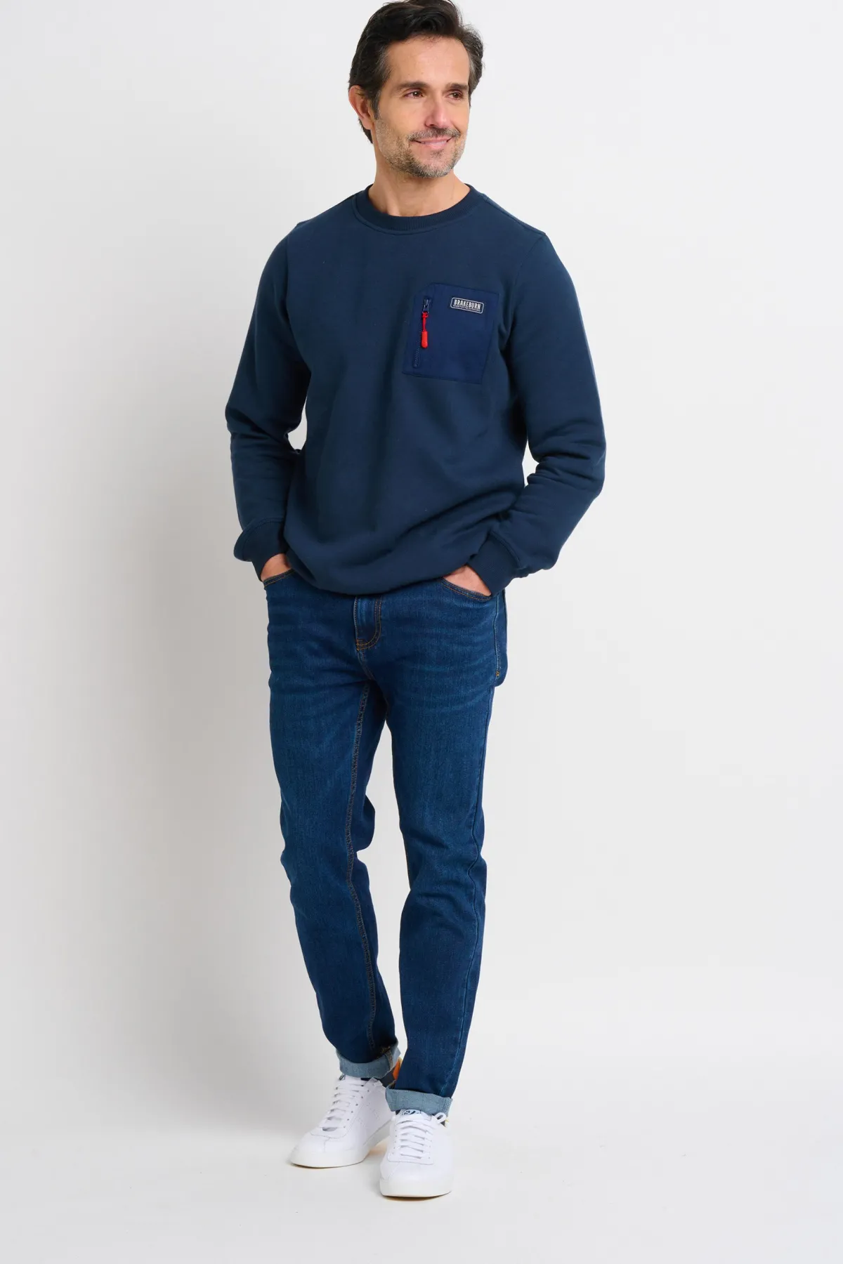 Brakeburn Pocket Crew Neck Sweat Navy Outlet
