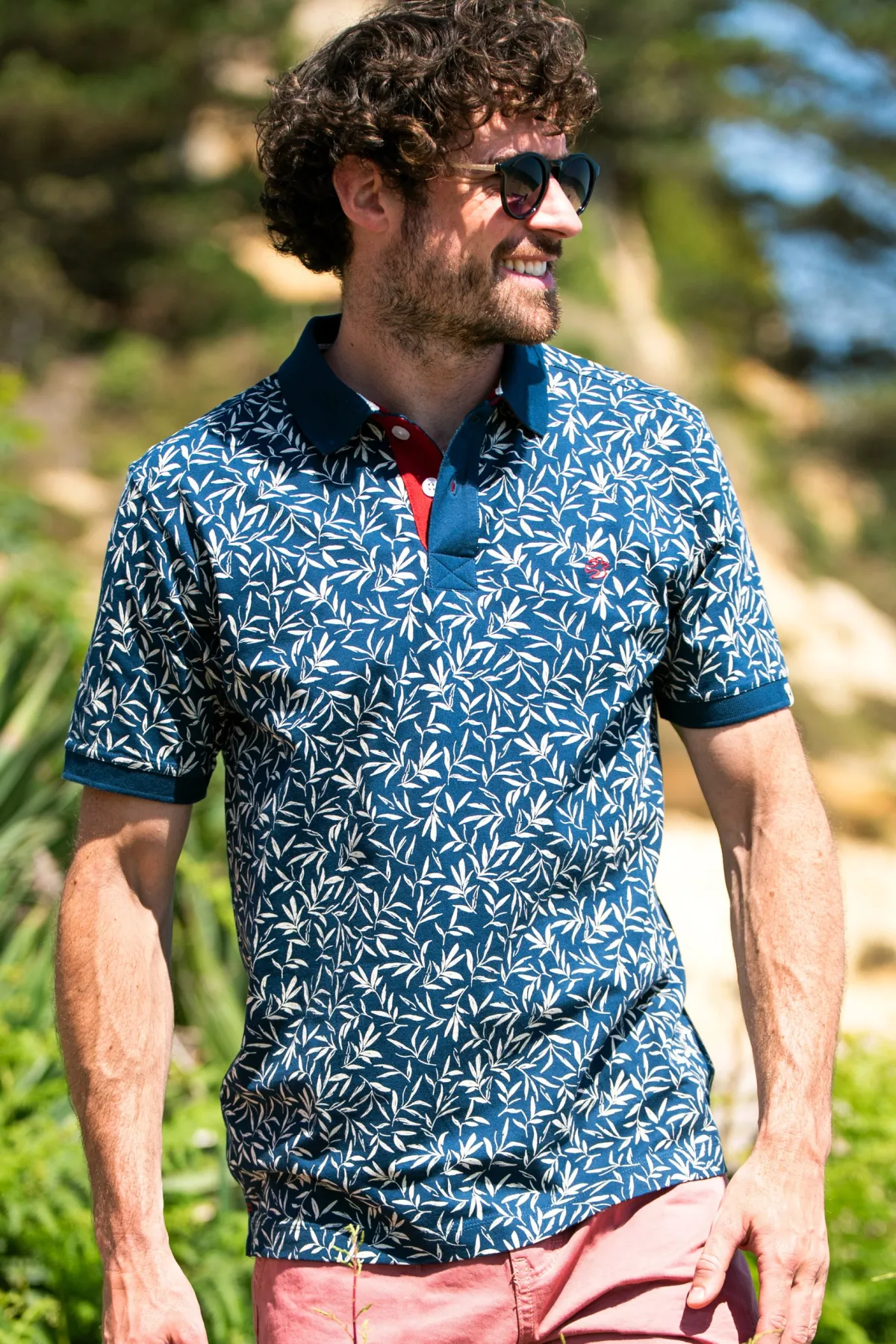 Brakeburn Printed Polo Shirt Navy Store