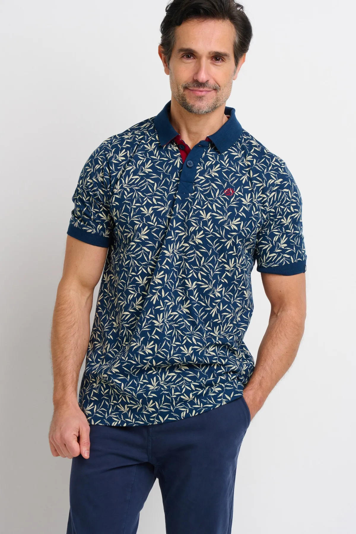 Brakeburn Printed Polo Shirt Navy Store