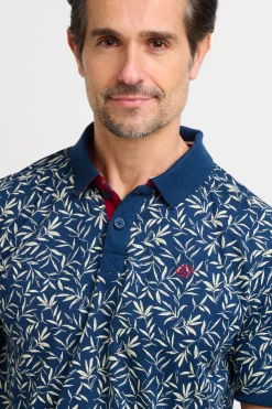 Brakeburn Printed Polo Shirt Navy Store