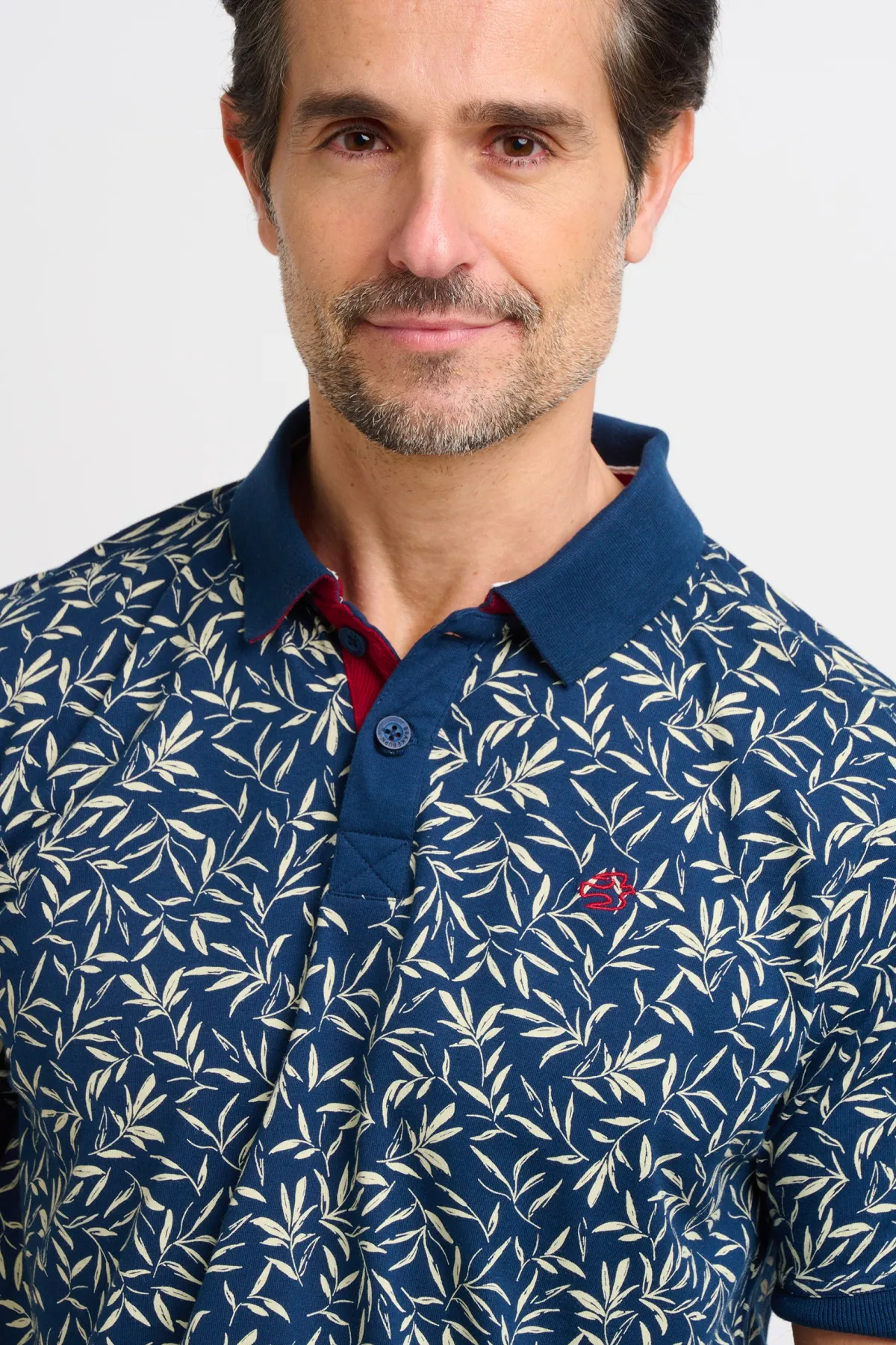 Brakeburn Printed Polo Shirt Navy Store