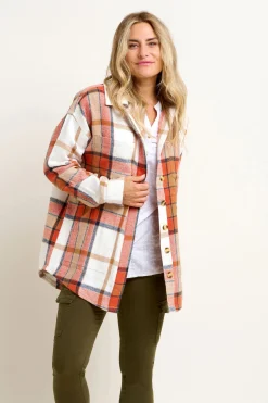 Brakeburn Pumpkin Flannel Shacket Orange Fashion