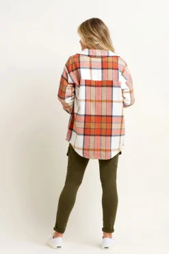 Brakeburn Pumpkin Flannel Shacket Orange Fashion