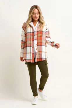 Brakeburn Pumpkin Flannel Shacket Orange Fashion