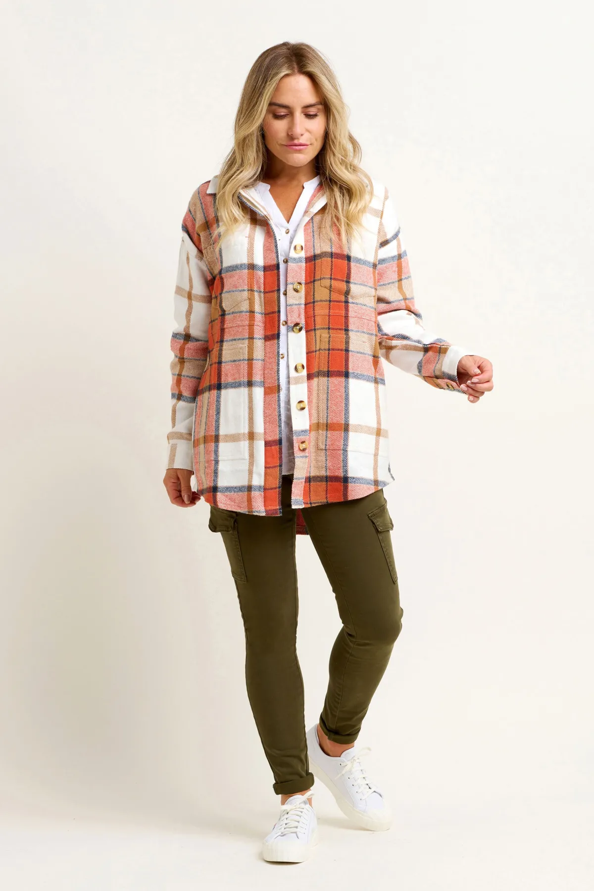 Brakeburn Pumpkin Flannel Shacket Orange Fashion