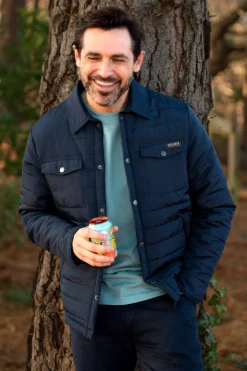 Brakeburn Quilted Shacket Navy Clearance
