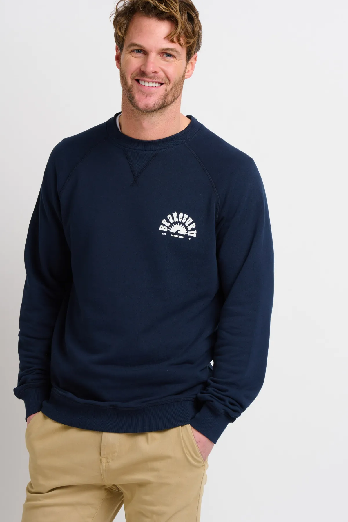 Brakeburn Raglan Crew Neck Sweat Navy Flash Sale
