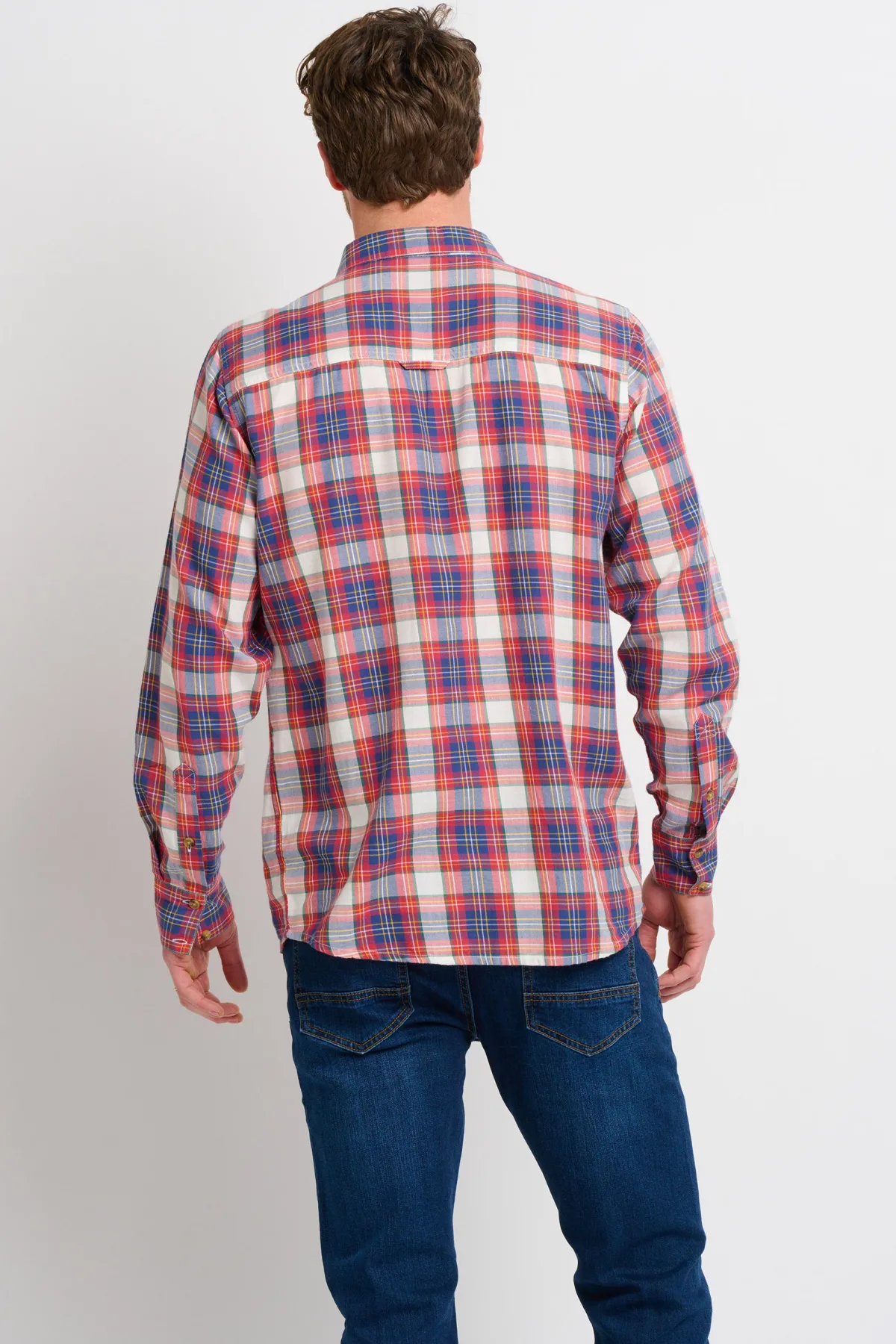 Brakeburn Red Long Sleeve Checked Shirt Cream Clearance
