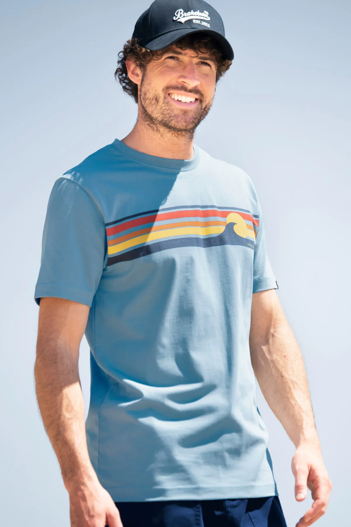 Brakeburn Retro Stripe Wave Tee Blue Fashion