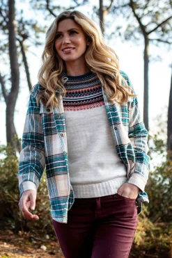 Brakeburn Shamrock Flannel Shacket Cream Flash Sale