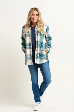Brakeburn Shamrock Flannel Shacket Cream Flash Sale