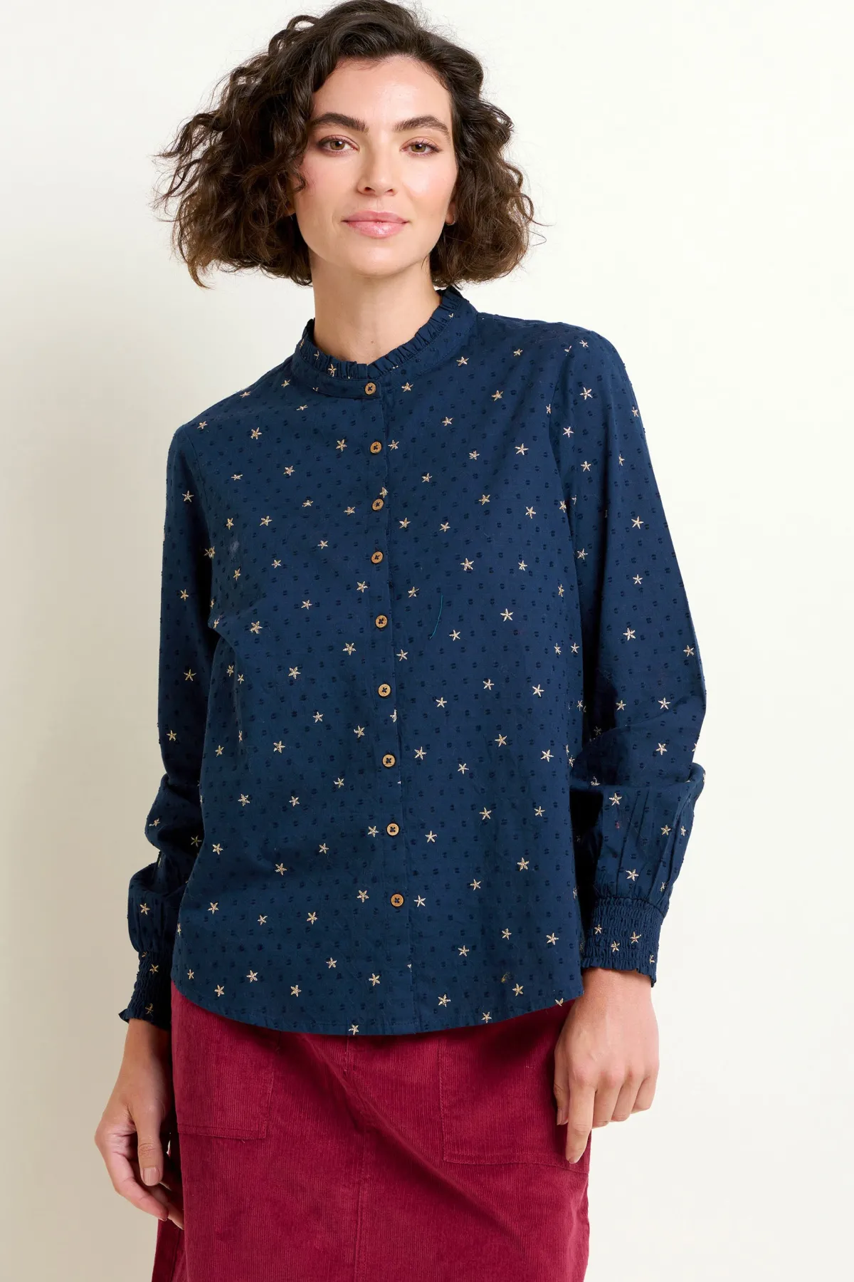 Brakeburn Stars Embroidered Blouse Navy Best Sale