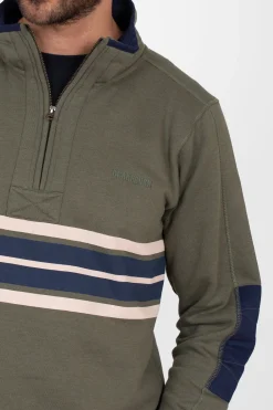 Brakeburn Stripe 1/4 Zip Sweat Khaki Fashion