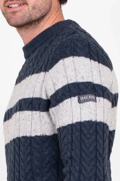 Brakeburn Stripe Crew Neck Grey Clearance