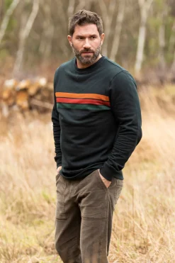 Brakeburn Stripe Crew Neck Sweat Black Clearance