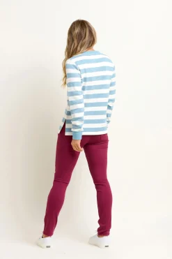 Brakeburn Stripe Crew Neck Sweatshirt Blue Clearance