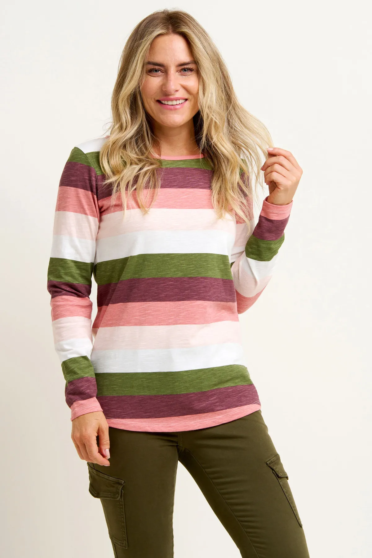 Brakeburn Stripe Long Sleeve Tee Burgundy Flash Sale