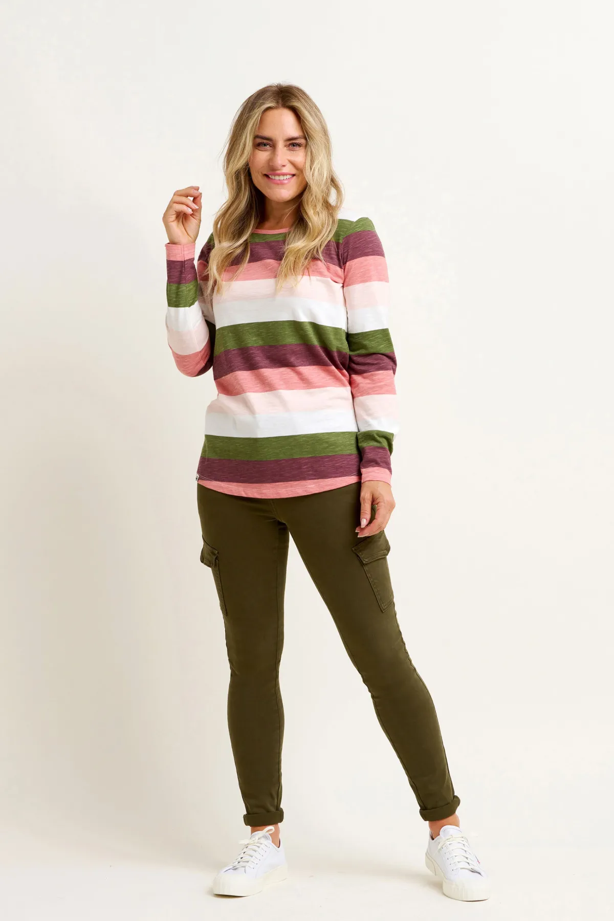 Brakeburn Stripe Long Sleeve Tee Burgundy Flash Sale