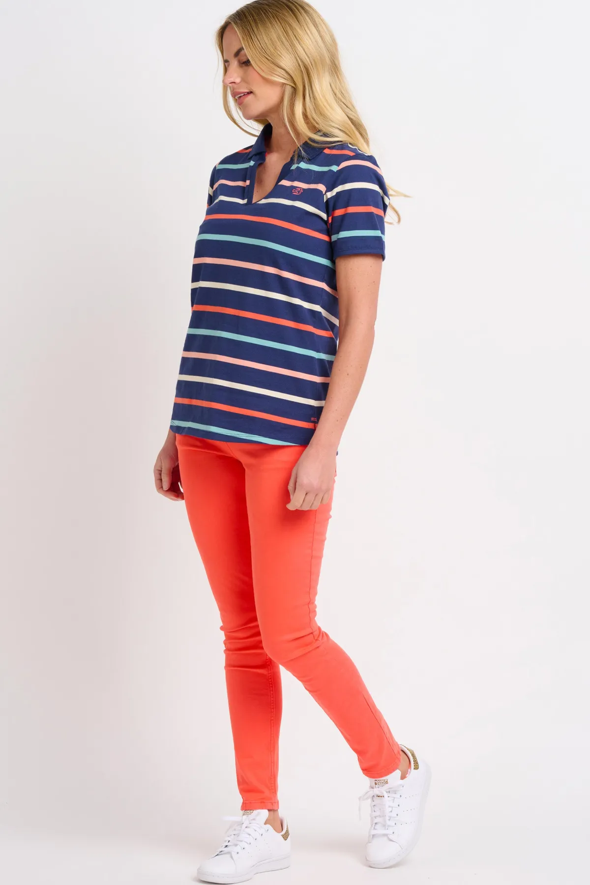 Brakeburn Stripe Polo Shirt Blue New