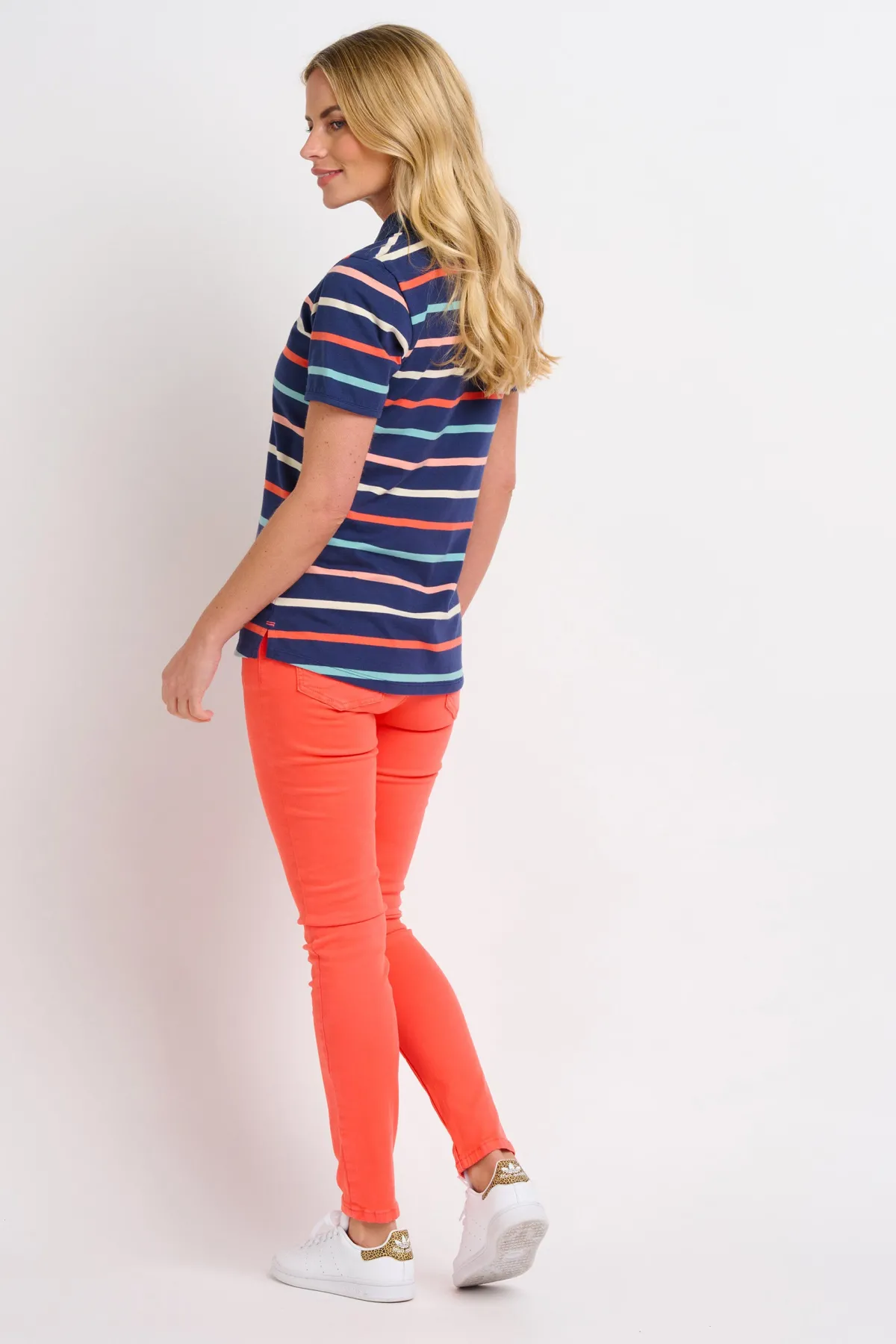 Brakeburn Stripe Polo Shirt Blue New