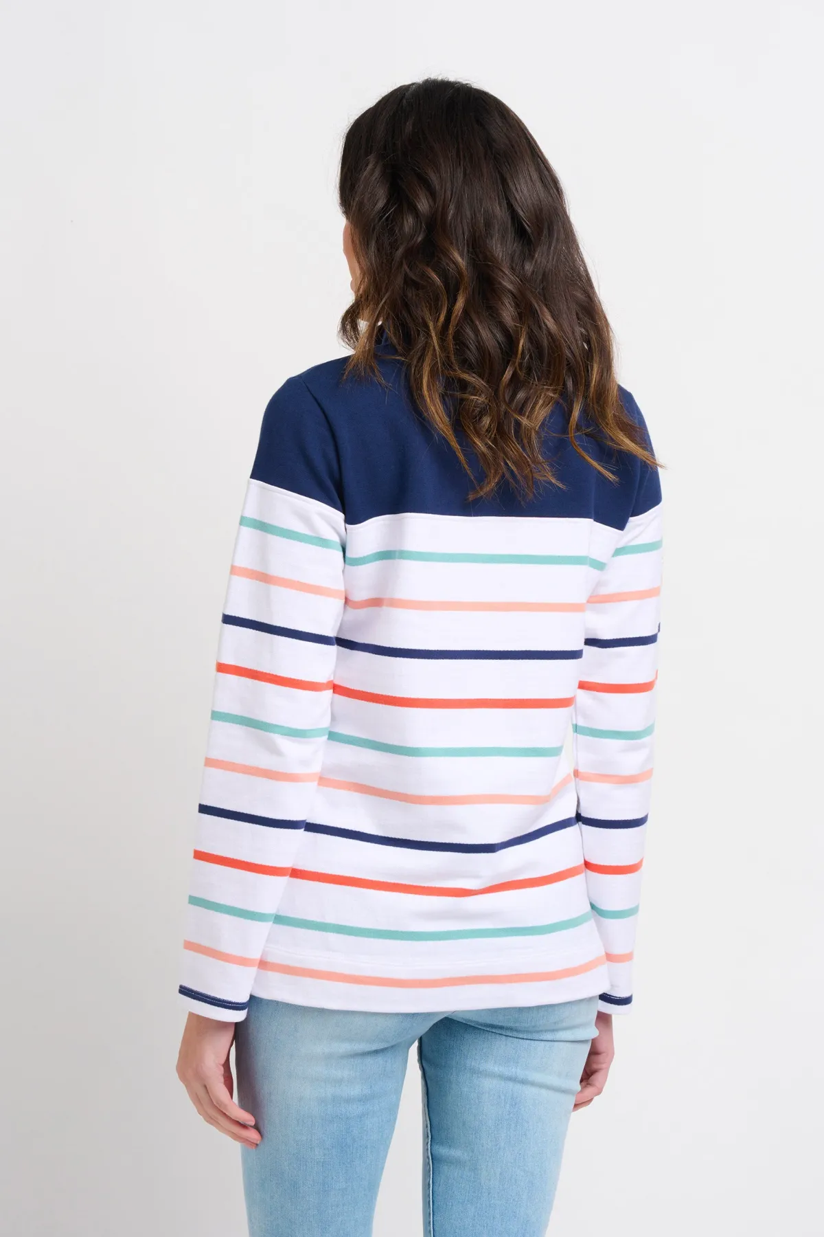 Brakeburn Stripe Quarter Zip Sweat Blue Online