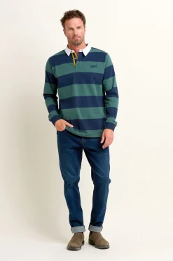 Brakeburn Stripe Rugby Shirt Navy Sale