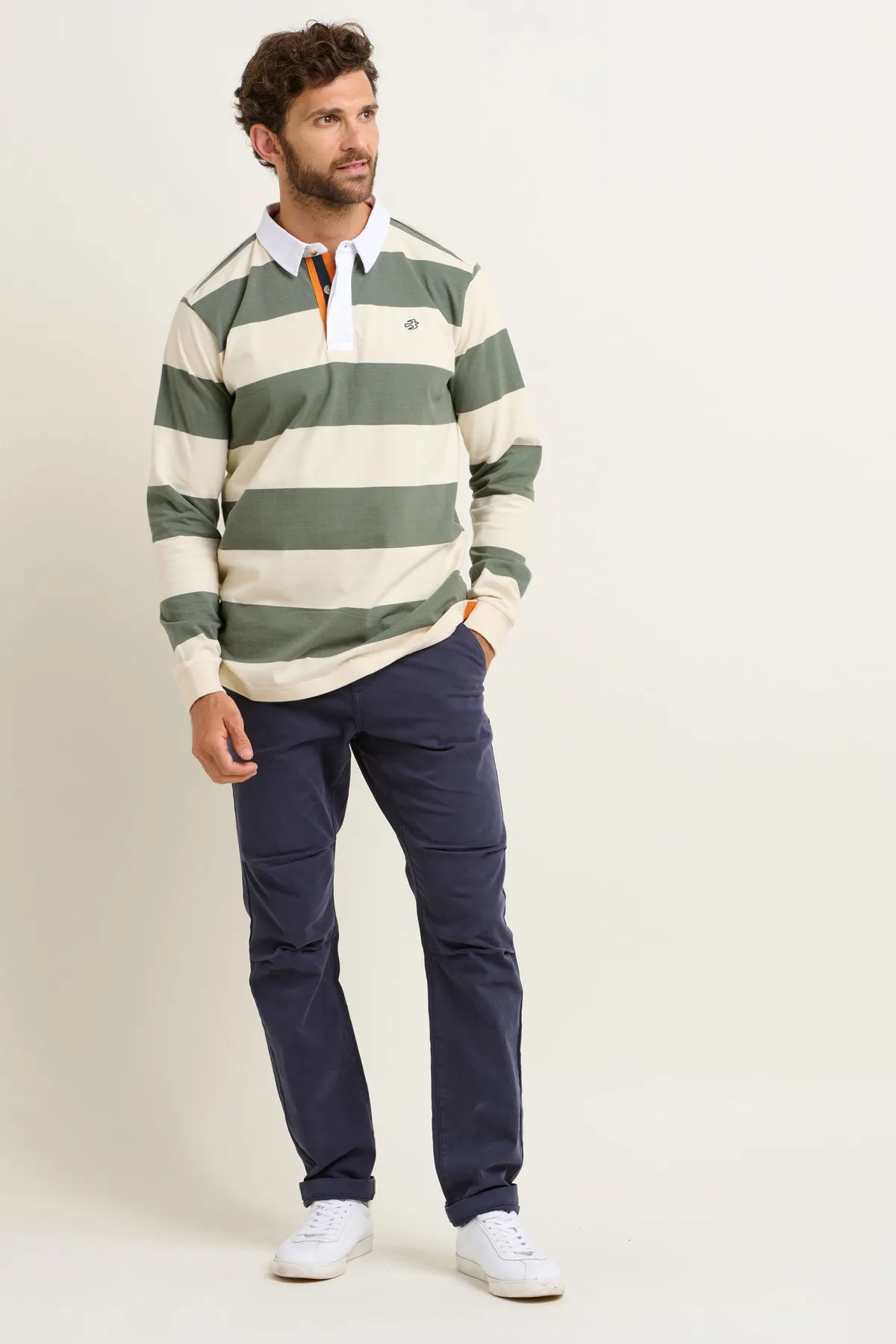 Brakeburn Stripe Rugby Shirt Cream Sale