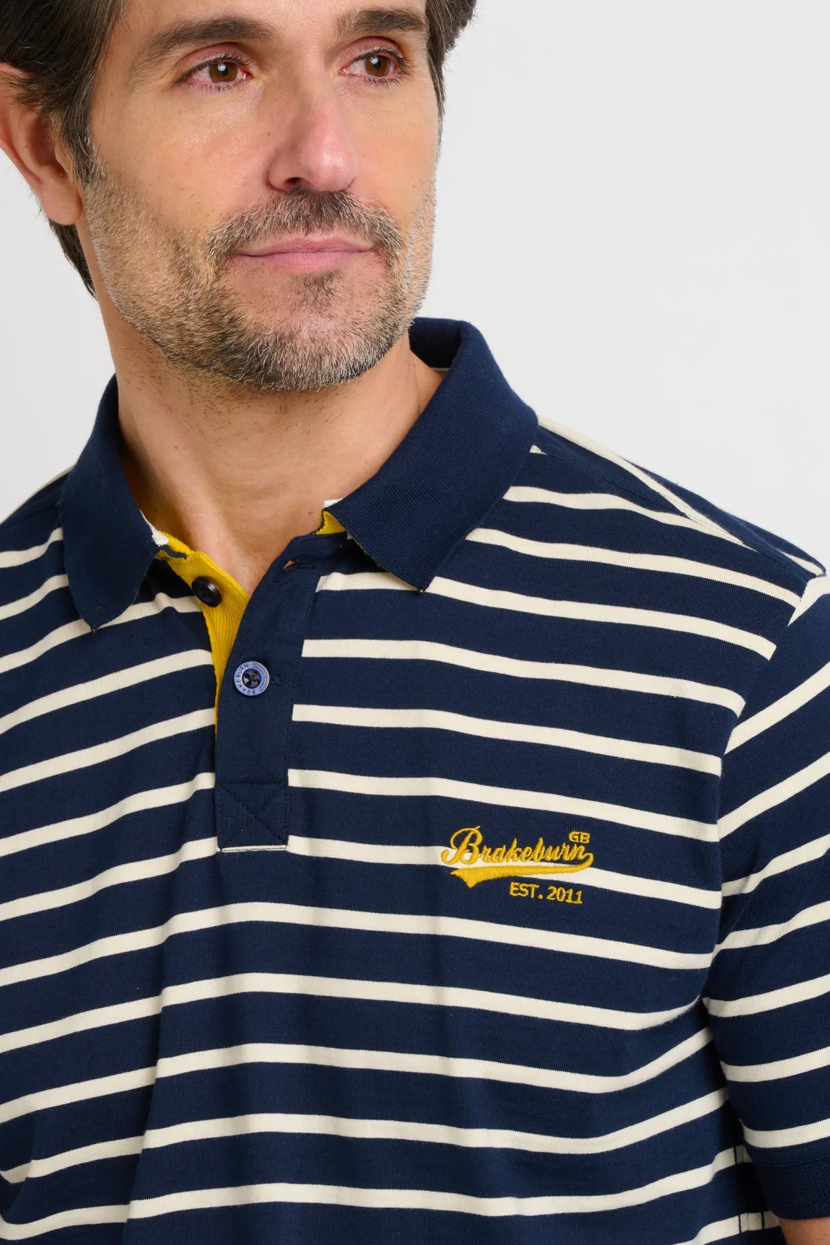 Brakeburn Striped Polo Shirt Navy Cheap