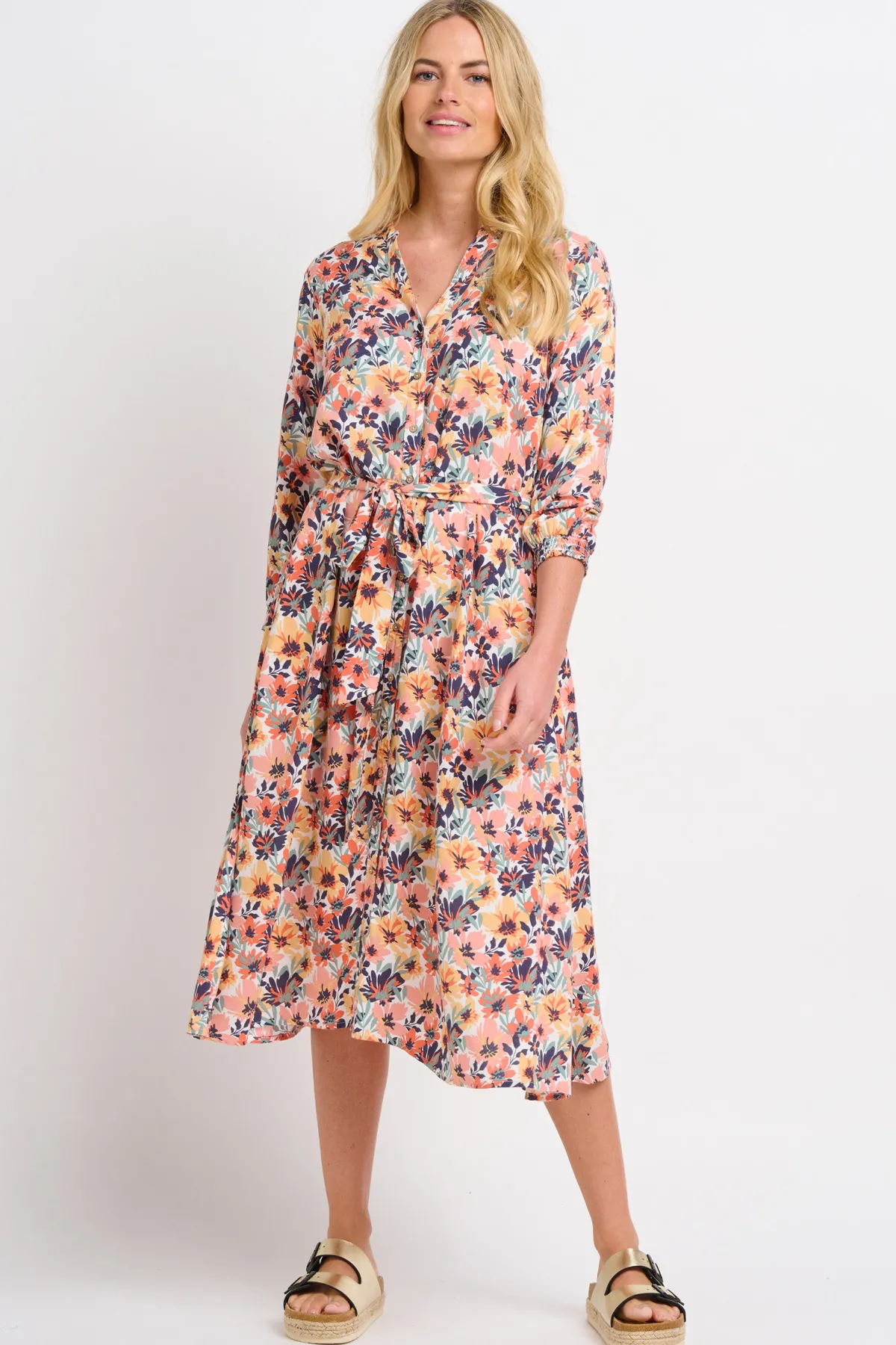 Brakeburn Summer Blooms Shirt Dress Green Outlet