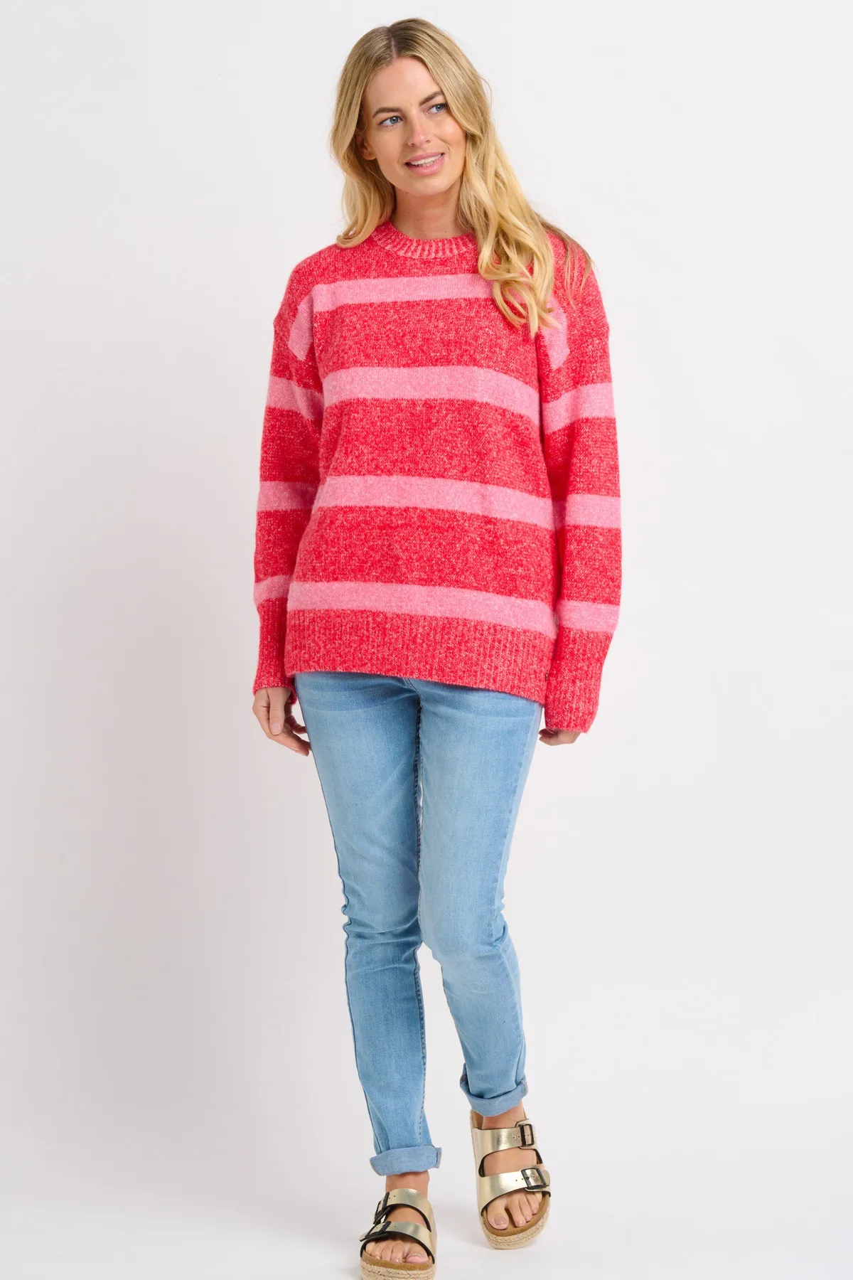 Brakeburn Sunset Knitted Crew Pink Hot
