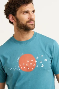 Brakeburn Sunset Swallows Tee Blue Hot