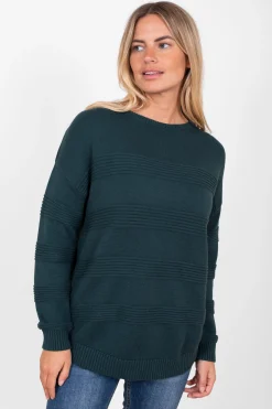 Brakeburn Texture Stripe Jumper Green Best