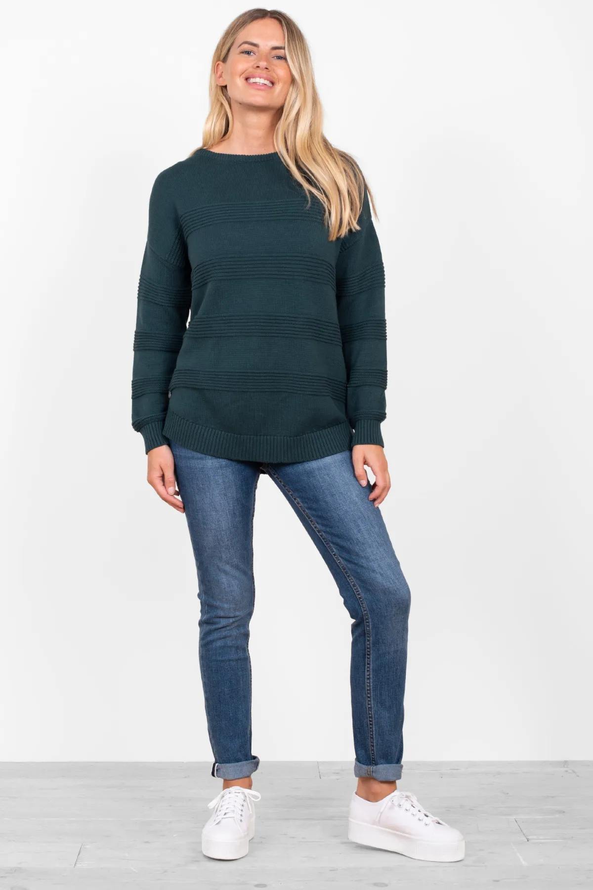 Brakeburn Texture Stripe Jumper Green Best
