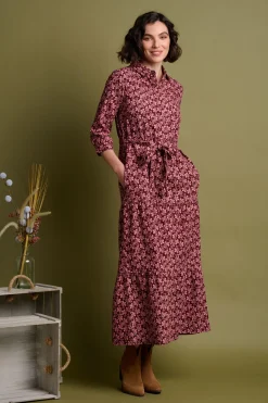 Brakeburn Thistle Cord Maxi Dress Burgundy Fashion