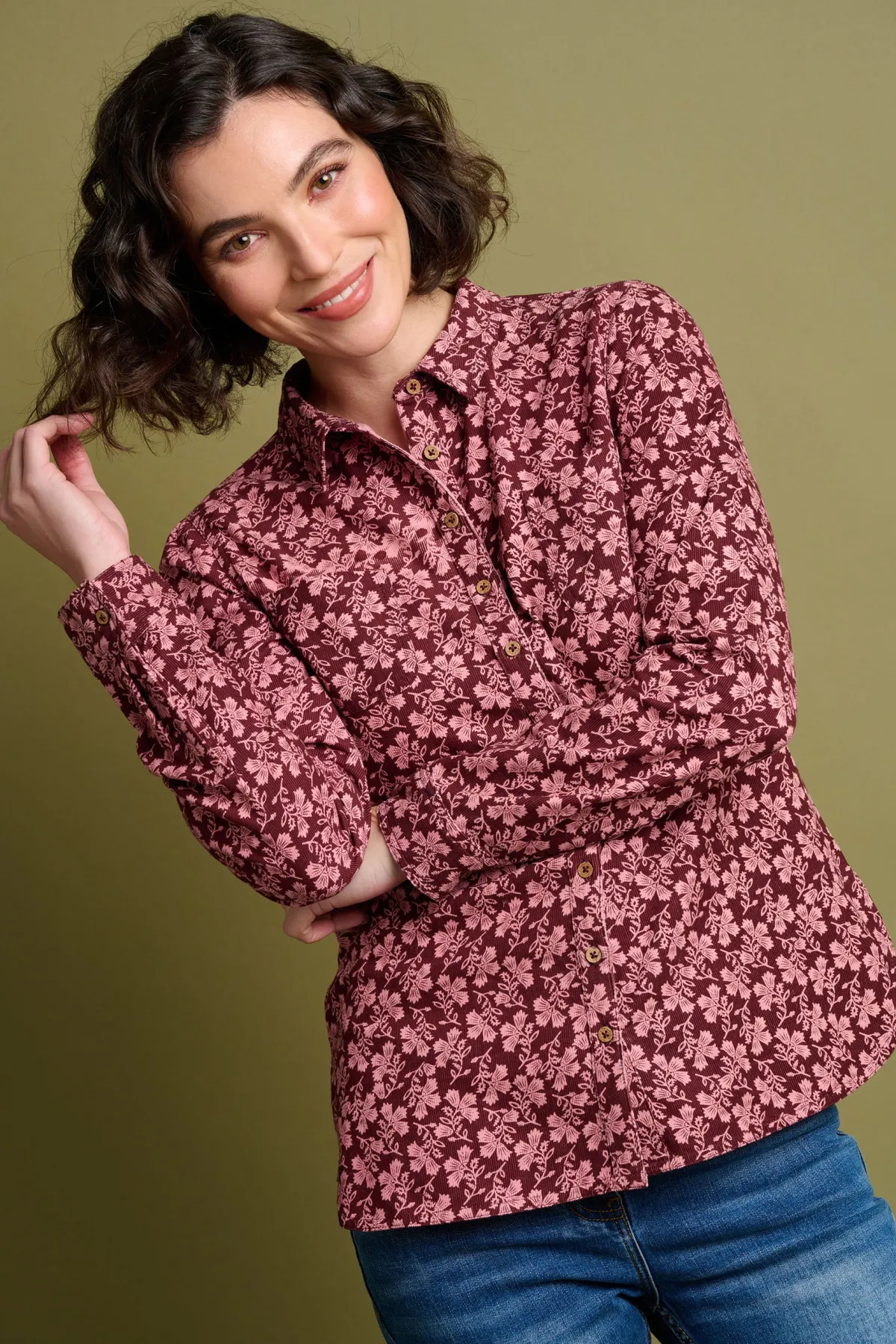 Brakeburn Thistle Cord Shirt Burgundy Discount