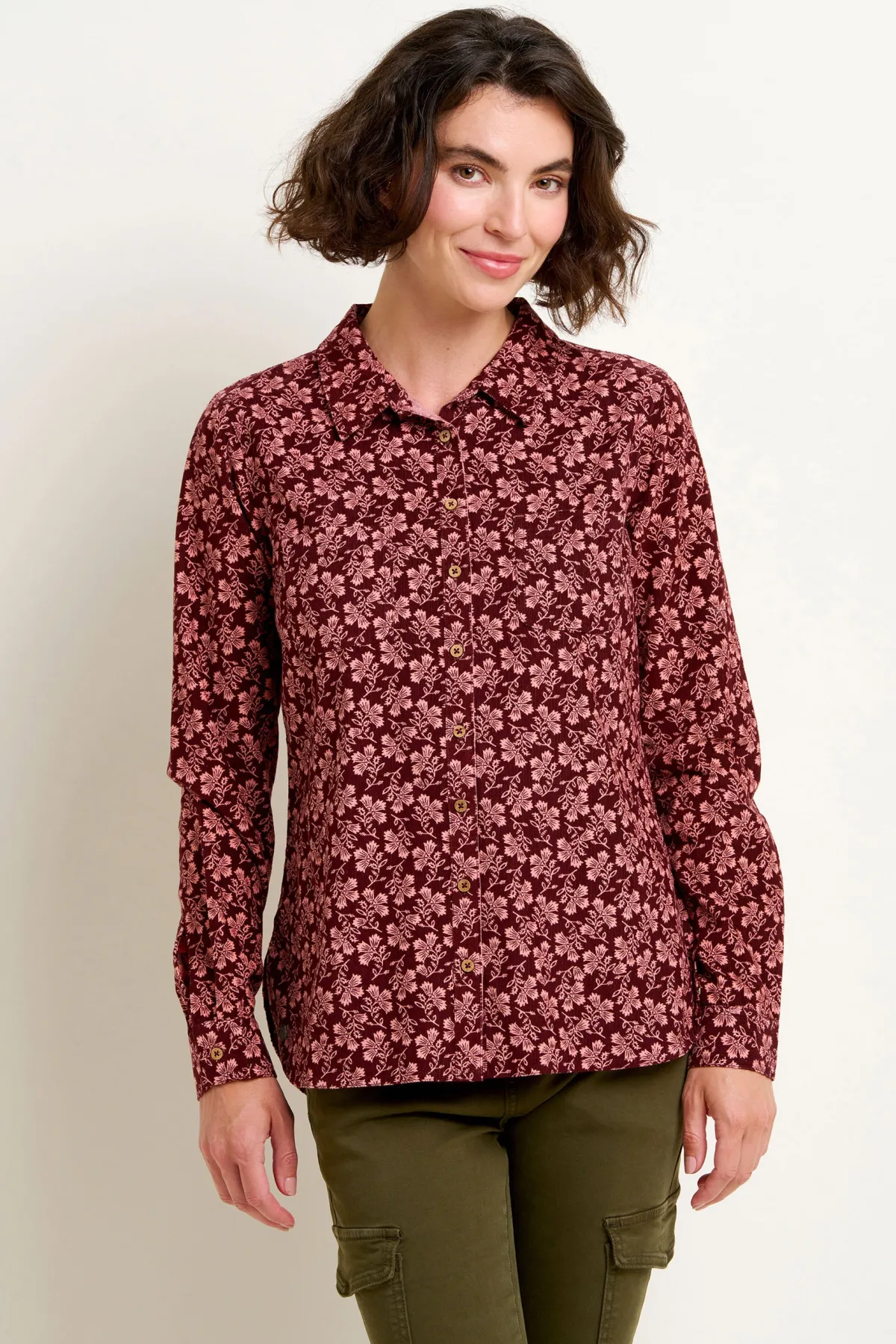 Brakeburn Thistle Cord Shirt Burgundy Discount
