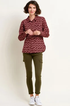 Brakeburn Thistle Cord Shirt Burgundy Discount