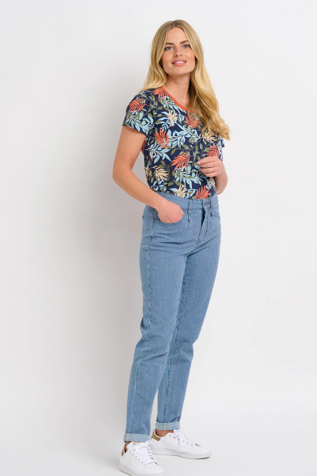 Brakeburn Ticking Stripe Trousers Blue Fashion